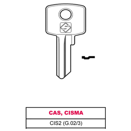 Silca Chiave Ottone Cis2 (G.Vac 3) Cas, Cisma - 20 Pz