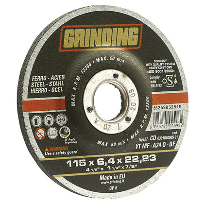 Grinding Disco Abrasivo Centro Depresso Per Levigatura Ferro Ø Mm. 230X7,0X22,2 - 25 Pz