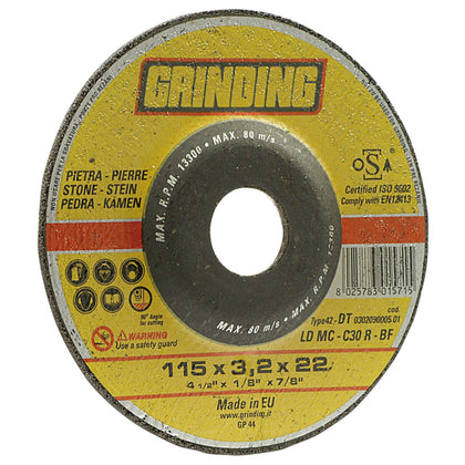 Grinding Disco Abrasivo Centro Depresso Per Marmo Ø Mm. 115X3,2X22,2 - 50 Pz