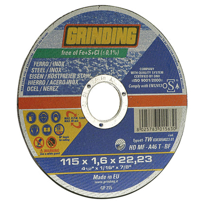 Grinding Disco Abrasivo Piano Per Inox Ø Mm. 115X1,0X22,2 - 50 Pz