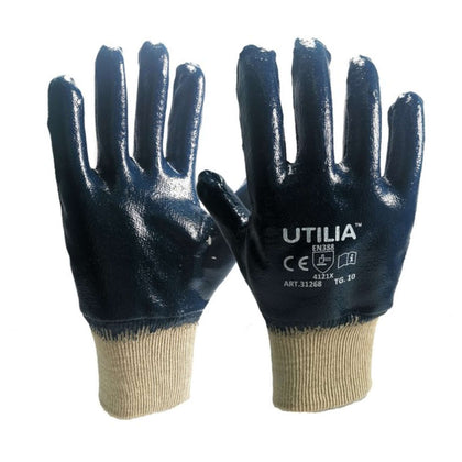 Utilia Guanti N.B.R. Con Polsino A Maglia Col. Blu Tg.10 - 12 Pa