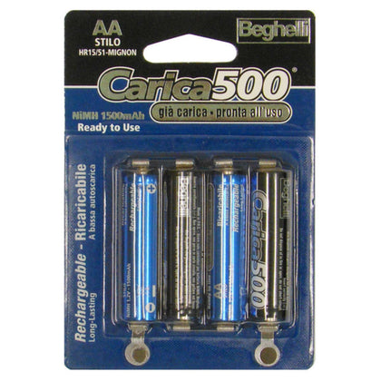 Beghelli Pila Ricaricabile Carica 500 4 Pz. Stilo 1,2V-1400 Mah - 10 Cf