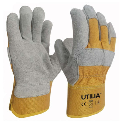 Utilia Guanti In Pelle Crosta Bovina Tg. 11 Dorso Giallo - 12 Pa