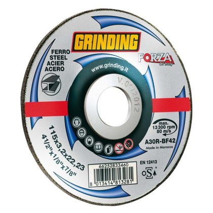 Grinding Disco Abrasivo Centro Depresso Forza Per Ferro Ø Mm. 115X3,2X22,23 - 25 Pz