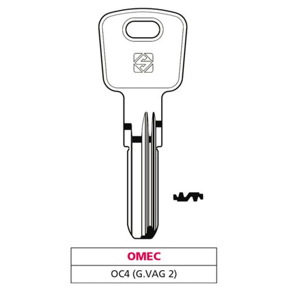 Silca Chiave Punzonata Ottone Oc4 (G. Vag 2) Omec - 5 Pz