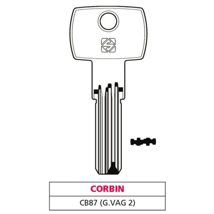 Silca Chiave Punzonata Ottone Cb87 (G. Vag 2) Corbin - 5 Pz