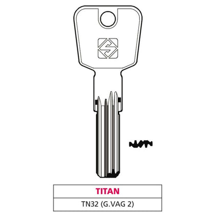 Silca Chiave Punzonata Ottone Tn32 (G. Vag 2) Titan - 5 Pz