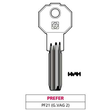 Silca Chiave Punzonata Ottone Pf21 (G. Vag 2) Prefer - 5 Pz