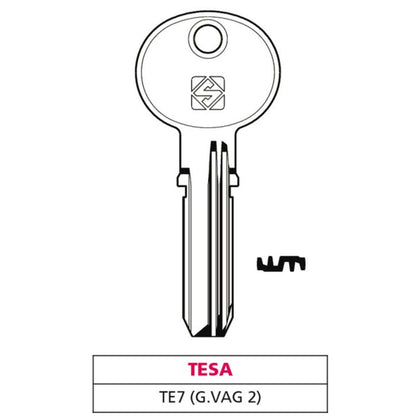 Silca Chiave Punzonata Ottone Te7 (G. Vag 2) Tesa - 5 Pz