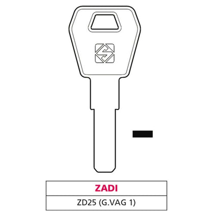 Silca Chiave Punzonata Ottone Zd25 (G. Vag 1) Zadi - 5 Pz