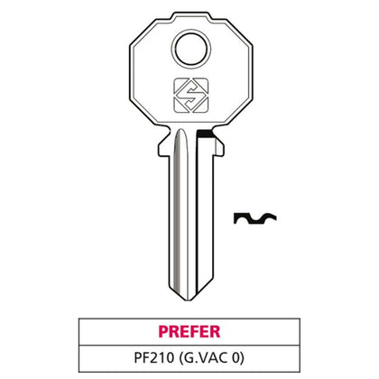 Silca Chiave Ottone Pf210 (G. Vac 0) Prefer - 20 Pz