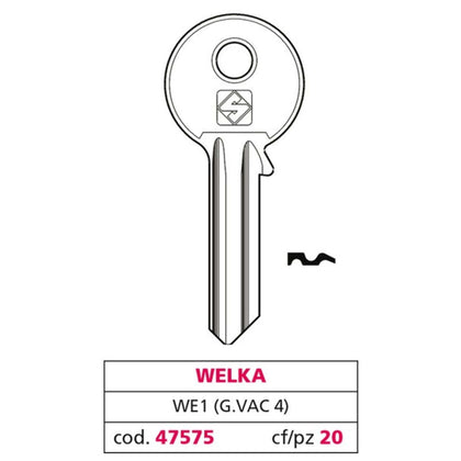 Silca Chiave Ottone We1 (G. Vac 4) Welka - 20 Pz