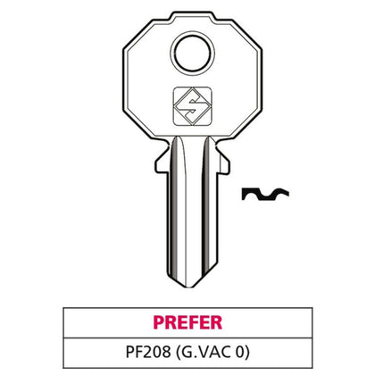 Silca Chiave Ottone Pf208 (G. Vac 0) Prefer - 20 Pz