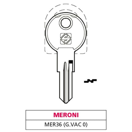 Silca Chiave Ottone Mer36 (G. Vac 0) Meroni - 20 Pz