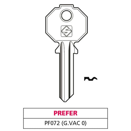 Silca Chiave Ottone Pf072 (G. Vac 0) Prefer - 20 Pz