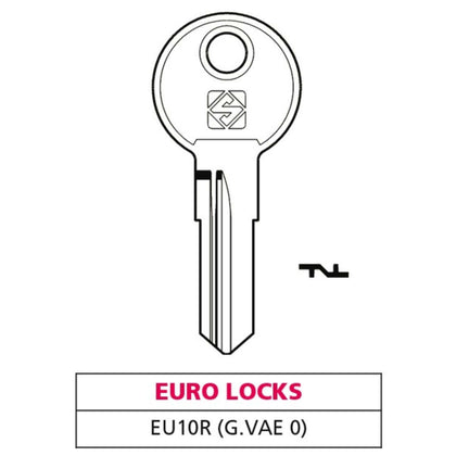 Silca Chiave Ottone Eu10R (G. Vae 0) Euro Locks - 10 Pz