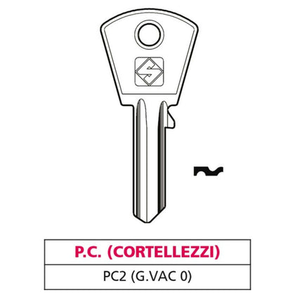 Silca Chiave Ottone Pc2 (G. Vac 0) P.C. (Cortellezzi) - 20 Pz