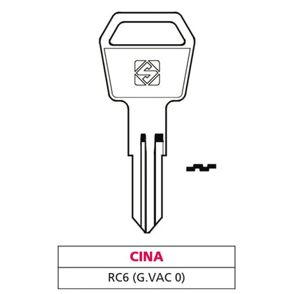 Silca Chiave Ottone Rc6 (G. Vac 0) Cina - 20 Pz