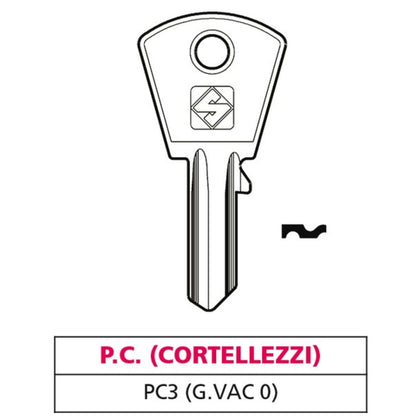 Silca Chiave Ottone Pc3 (G. Vac 0) P.C. (Cortellezzi) - 20 Pz