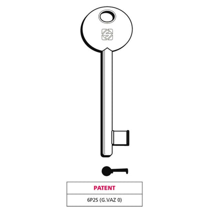 Silca Chiave A Mappa 6P2S (G. Vaz 0) Patent Ottone Nichelato - 5 Pz