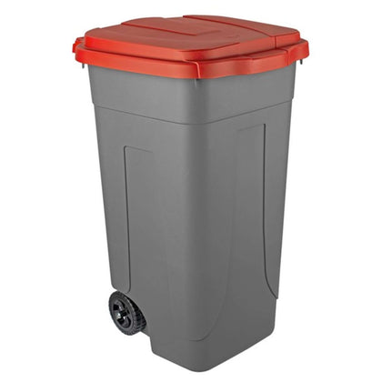 Mobil Plastic Bidone Per Differenziata Lt. 80 - Cm. 45X50X78 H Col. Rosso/Grigio