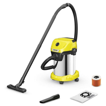 Karcher Bidone Aspira Solidi-Liquidi Wd 3 S V-19/4/20 Corpo Acciaio Inox 1.000 W Lt. 19