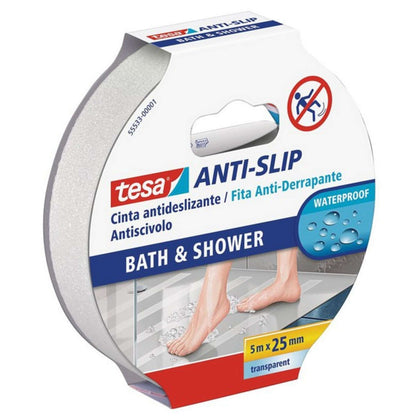 Tesa Nastro Antisdrucciolo Adesivo Per Bagno E Doccia Mm. 25X5 Mt. Col. Trasparente - 6 Rt