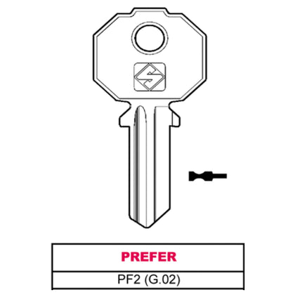 Silca Chiave Asc Pf2 (G.Vac 0) Prefer - 20 Pz