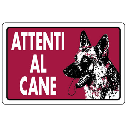 Cartello Segnaletico Attenti Al Cane Cm. 30X20 - 10 Pz