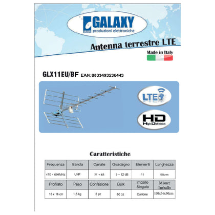 Antenna Uhf Digitale Terrestre Lte 11 Elementi Imballo Cartone