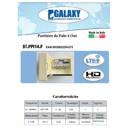 Partitore Da Esterno Sat/Dt 1 Ingresso 4 Uscite