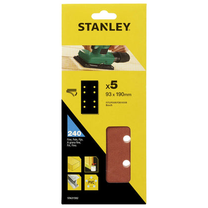 Piranha Stanley Sta31592 (X31592) 5 Fogli Vel. Bosch 93X190 Gr.240