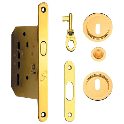 Kit Per Porte Scorrevoli Nicchia Tonda Con Chiave Oro Lucido