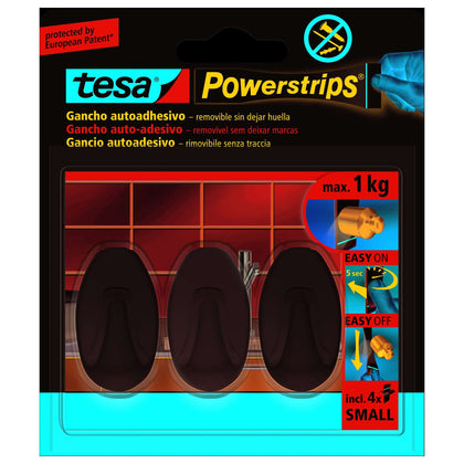 Tesa Powerstrips Gancio Adesivo Piccolo B.Co 3 Pz - 6 Cf