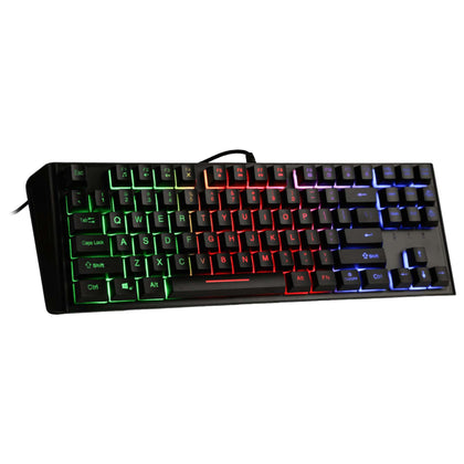 Cosmo Tastiera Gaming QWERTY USB Plug e Play Multimediale 87 Tasti Switch Semi-Meccanica Retroilluminazione RGB Arcobaleno 19 Tasti Anti-Ghosting Layout Italia