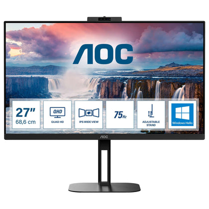 Mon 27Ips 25601440 2K Hdmi Dp Usb Aoc Q27V5Cw/Bk Usbc Mm Webcam