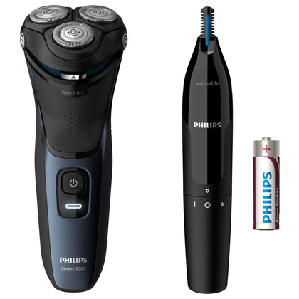 Philips Rasoio Elettrico S3134/57 Ricaricabile 3 + Rifinitore Bundle