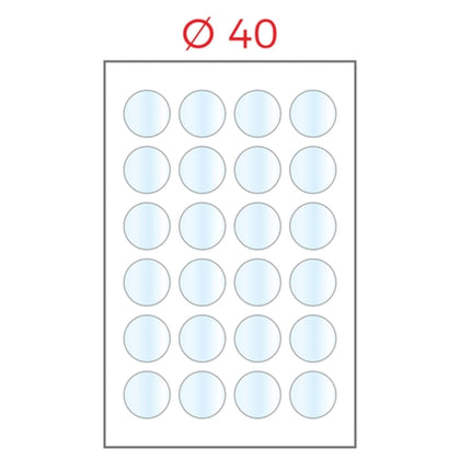 Cf.50Fg A4 Etichette Ades. Poliest. Trasp. Diam.40 X1
