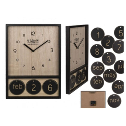 Orologio In Legno Con Calendario 39.5X28Cm 144337 X1