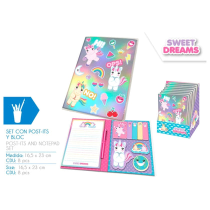 Unicorno Set Notes Con Adesivi Kl10876 X1