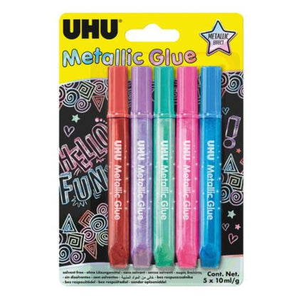 Bl.6 Glitter Glue Uhu 10Ml. Metallic X1