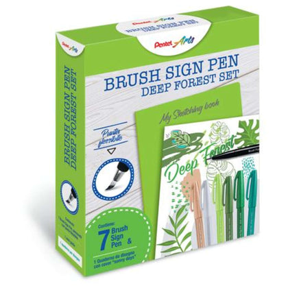 Kit Pentel Brush Sign Pen Deep Forest X1