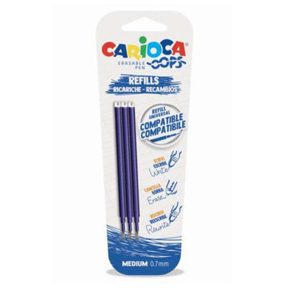 Refill Carioca Per Biro Cancellabili Oops Carioca Blu - Blister 3 Pezzi