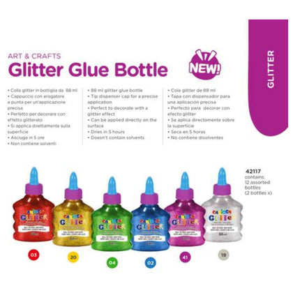 Confezione 12 Glitter Glue 88ml Colori Spark