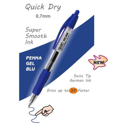 Penna Inchiostro Gel 0.7 (Tipo G2) Blu Wiler X12