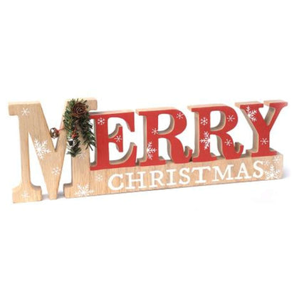 Merry Cristmas In Legno H.13X37.5Cm 79899 X1