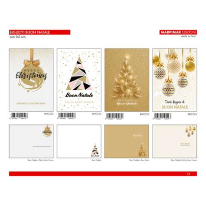 Biglietti Buon Natale Con Foil Oro Abncc07 X12