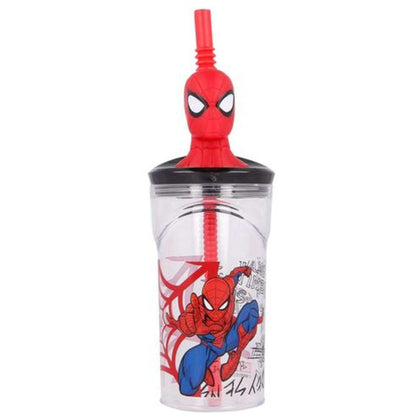 Bicchiere 360Ml Con Cannuccia Tritan 3D Spiderman Mv-St51366 X1