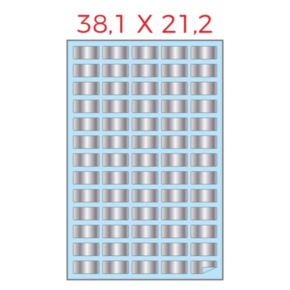 Cf.100Fg. A4 Etichette Adesive 38.1X21.2 Argento X1