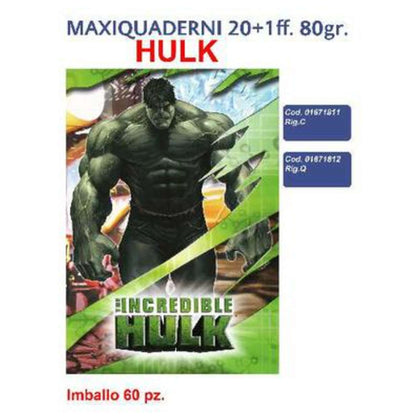 Maxi Quaderni 20+1Ff 80Gr Rigatura C Hulk X10